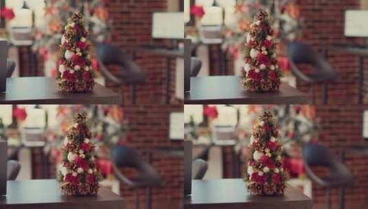 桌子上的小圣诞树高清在线视频素材下载
