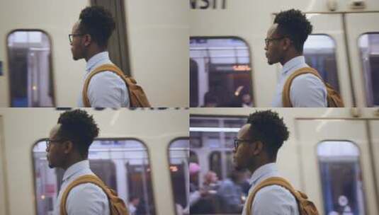 在地铁站步行的男人高清在线视频素材下载