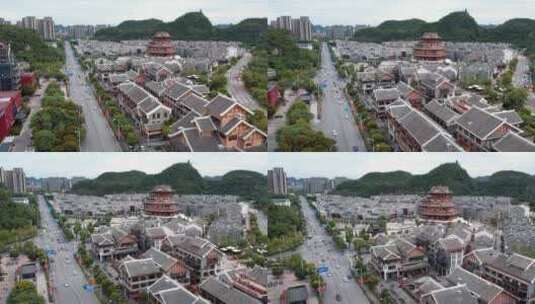 柳州窑埠古镇航拍风光高清在线视频素材下载