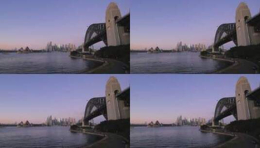 黎明的悉尼大桥和港口高清在线视频素材下载