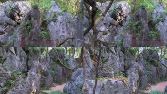 杭州凤凰山月岩石窟群4K航拍视频高清在线视频素材下载
