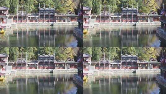 北京颐和园苏州河秋景秋天秋色风光美景高清在线视频素材下载