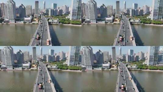 广州江湾大桥交通航拍高清在线视频素材下载