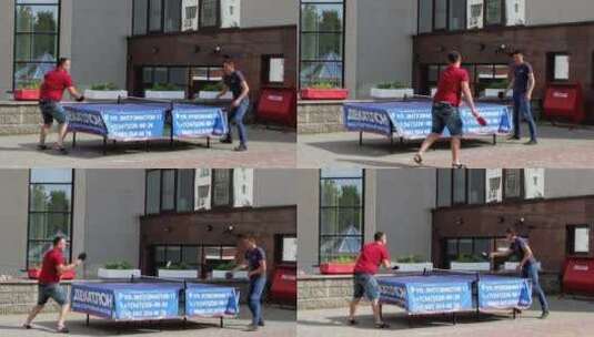 俄罗斯街头打乒乓球的人高清在线视频素材下载