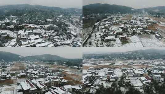 合集南方乡村冬天雪景4K航拍高清在线视频素材下载