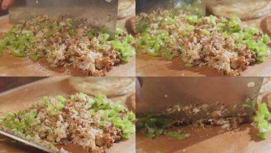家庭制作肉夹馍蛋荚膜小吃美食高清在线视频素材下载