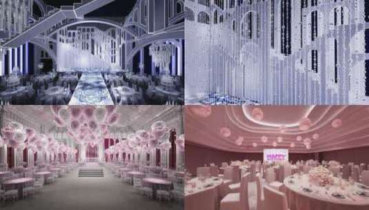 两款婚礼主题酒店装修设计效果高清在线视频素材下载