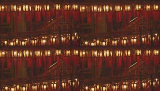 寺庙挂红灯笼祈福许愿高清在线视频素材下载