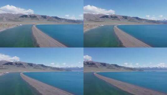 航拍新疆风光赛里木湖冬季风光高清在线视频素材下载