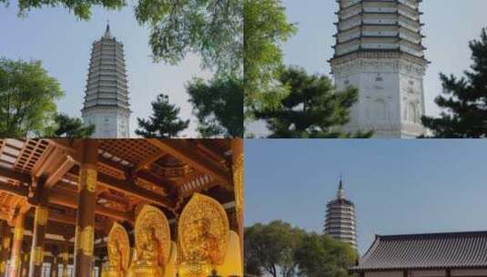 塔湾舍利塔和回龙寺(高动态范围4k分辨率)高清在线视频素材下载