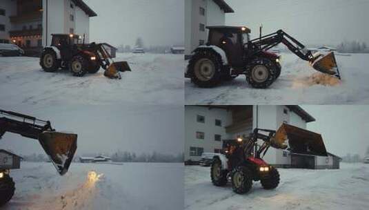 拖拉机除雪高清在线视频素材下载