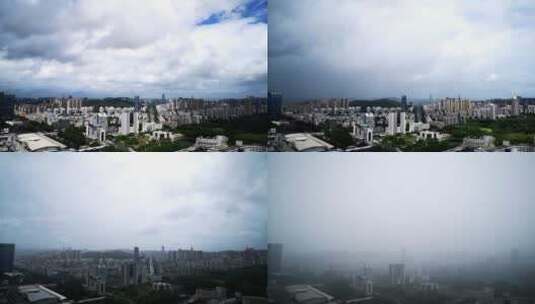 城市风云突变暴风雨的航拍延时摄影高清在线视频素材下载