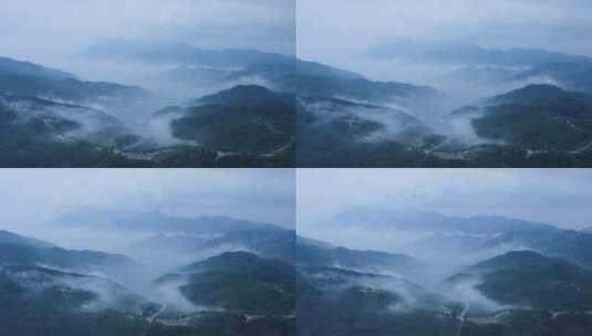 云雾缭绕的山间云海高清在线视频素材下载