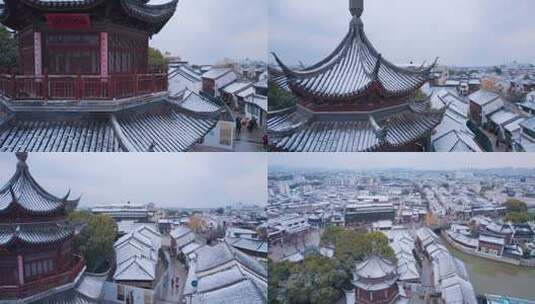 苏州山塘街江南雪景高清在线视频素材下载