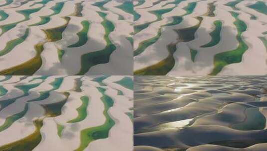 4K航拍乌海湖沙漠景观高清在线视频素材下载