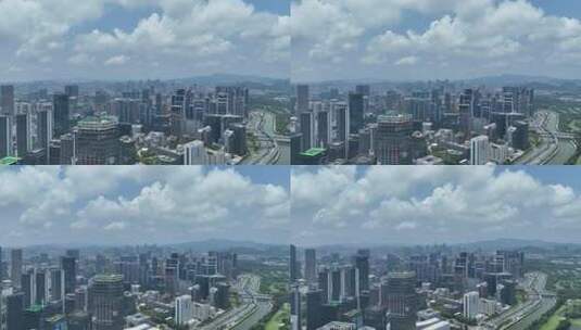 深圳南山区高新园建筑群航拍高清在线视频素材下载
