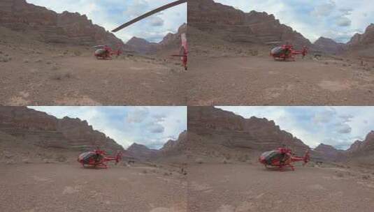 直升飞机在大峡谷底部高清在线视频素材下载