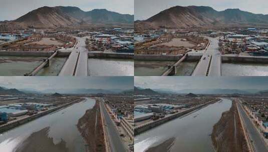 西藏旅游风光日喀则市年楚河桥高清在线视频素材下载