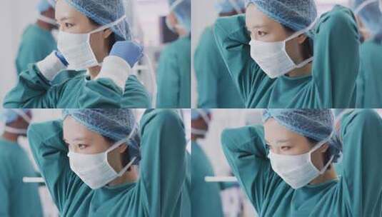 外科医生在手术室绑面罩的视频高清在线视频素材下载