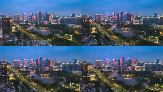 广东省佛山市千灯湖金融高新区夜景高清在线视频素材下载