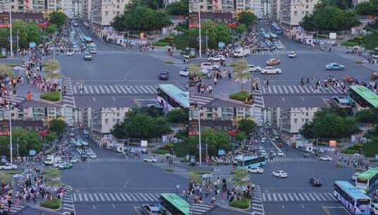 繁华街道路口斑马线人流人群延时高清在线视频素材下载