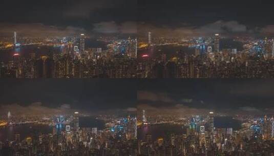 香港维多利亚港城市夜景航拍延时高清在线视频素材下载