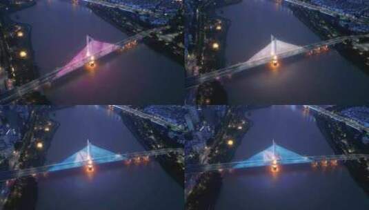 南宁 邕江 夜景 白沙大桥高清在线视频素材下载