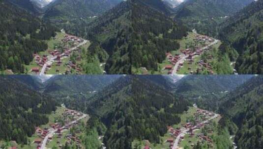 鸟瞰艾德尔高原在绿树覆盖的山丘2高清在线视频素材下载