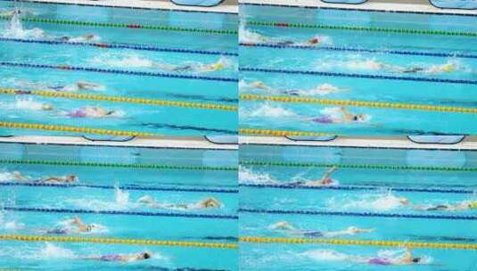 水立方国家游泳中心游泳比赛自由泳运动员高清在线视频素材下载
