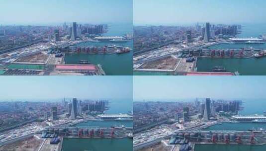 青岛港口航拍高清在线视频素材下载