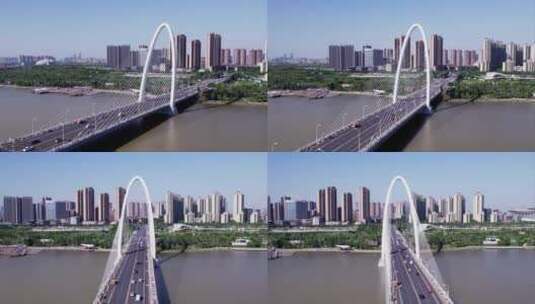 西安城市大桥交通建筑风景实景航拍高清在线视频素材下载