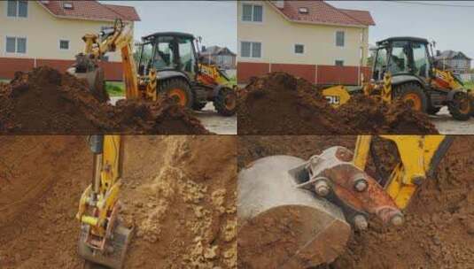 挖掘机挖土工程高清在线视频素材下载