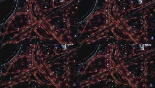 城市交通立交桥车流航拍夜景高清在线视频素材下载