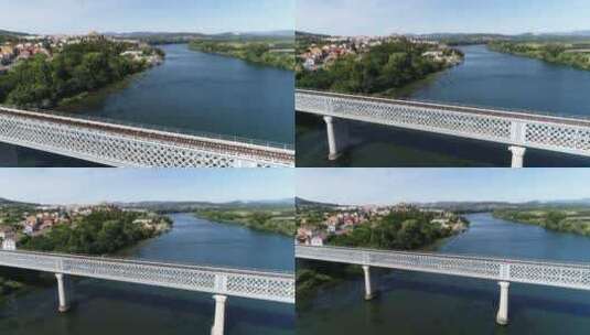 航拍边境大桥高清在线视频素材下载