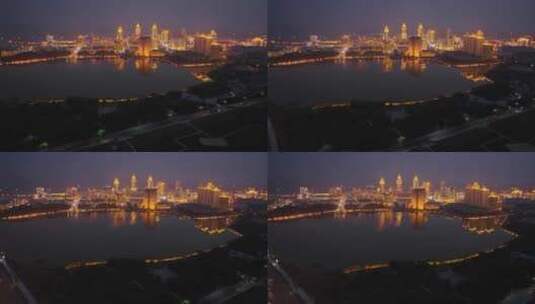 4K航拍呼伦贝尔满洲里城市夜景9高清在线视频素材下载