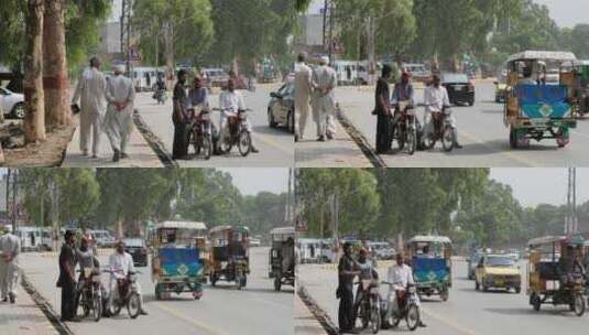 巴基斯坦路边行人地拍高清在线视频素材下载