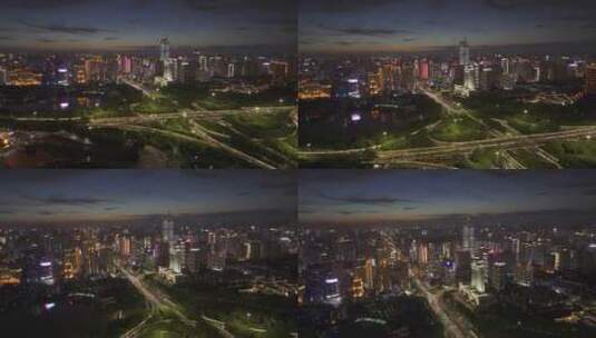 南宁城市空镜夜景航拍高清在线视频素材下载