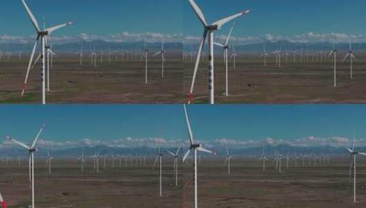 高原上的风力发电机高清在线视频素材下载