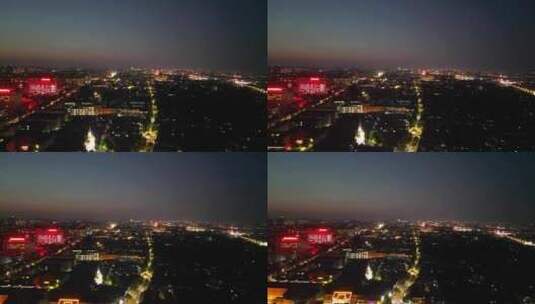 航拍山东潍坊青州古城夜景高清在线视频素材下载