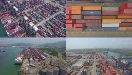 【合集】繁忙的集装箱海运港口高清在线视频素材下载