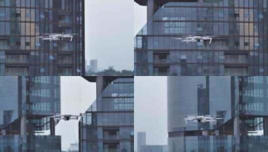 城市上空的无人机高清在线视频素材下载