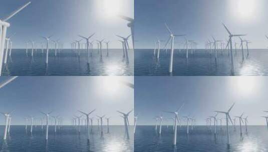 海上的风力发电机组高清在线视频素材下载