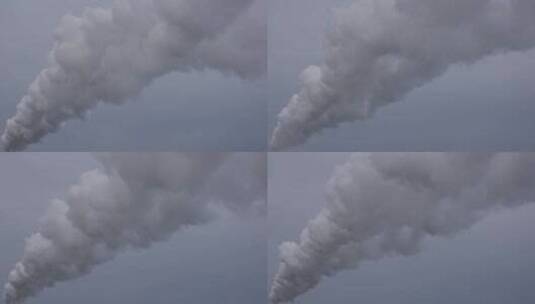 工厂烟囱排放废气白烟高清在线视频素材下载