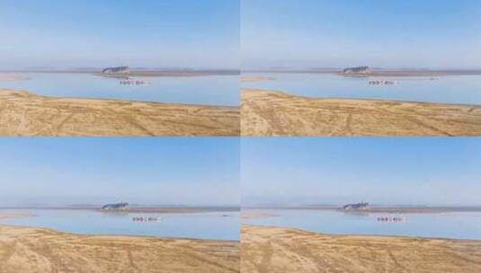 江西省九江市鄱阳湖枯水期鞋山环绕航拍延时高清在线视频素材下载