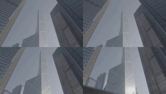仰拍香港密集高楼高清在线视频素材下载