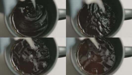 咖啡壶慢动作倒出咖啡液体高清在线视频素材下载