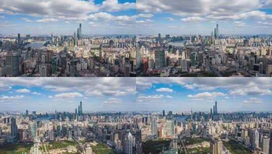 航拍上海陆家嘴外滩建筑群高清在线视频素材下载