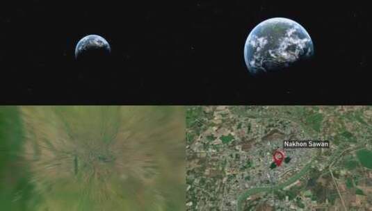 那空沙湾市地图从太空到地球缩放（泰国）高清在线视频素材下载