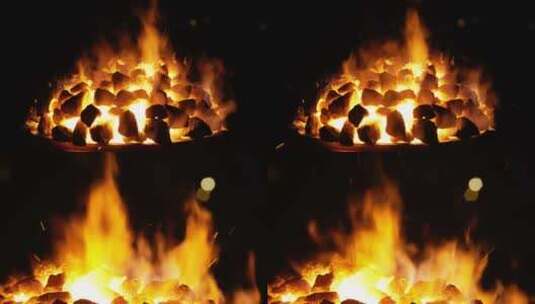 煤炭燃烧火焰高清在线视频素材下载