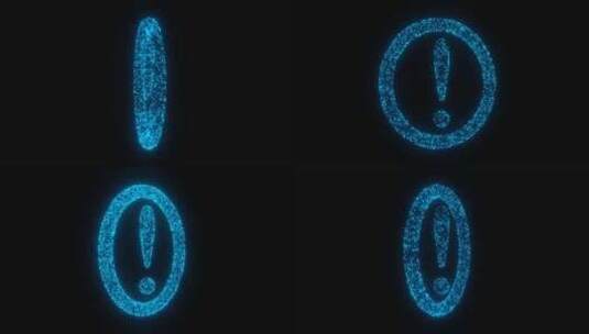 蓝色霓虹灯数字感叹号全息图循环动画背景高清在线视频素材下载